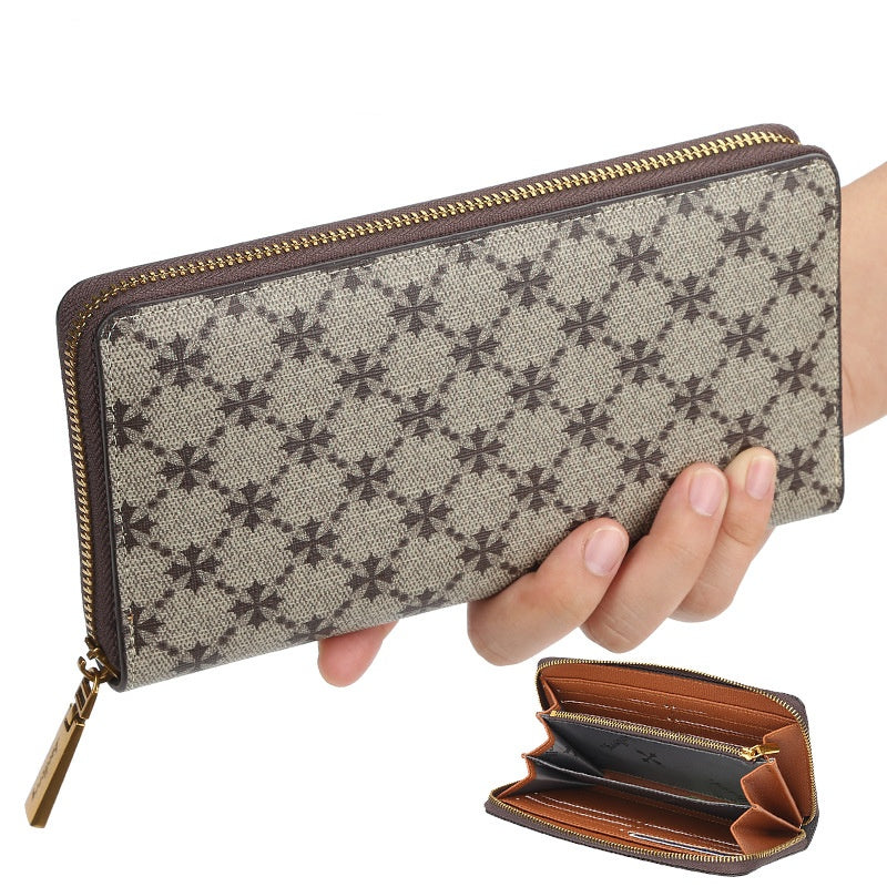 1058-Women's wallet long European and American vintage fashion wallet